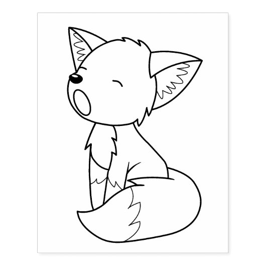 Sleepy Little Fox Colour Page Rubberstempel (Afrduk)