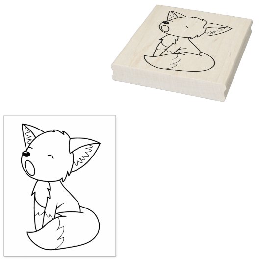 Sleepy Little Fox Colour Page Rubberstempel (Gestempeld)