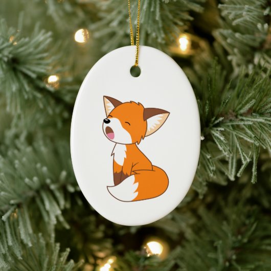 Sleepy Little Fox Keramisch Ornament (Boom)