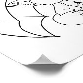 Sleepy Little Fox onder Umbrella Coloring Page Poster (Hoek)