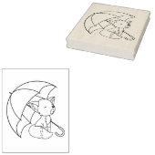 Sleepy Little Fox onder Umbrella Coloring Page Rubberstempel (Gestempeld)