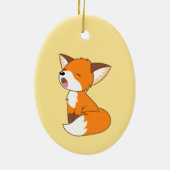 Sleepy Little Fox op Yellow Magnetic Keramisch Ornament (Achterkant)