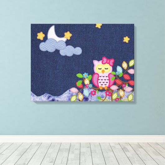 Sleepy Little Owl Canvas Afdruk (Insitu (Houten vloer))