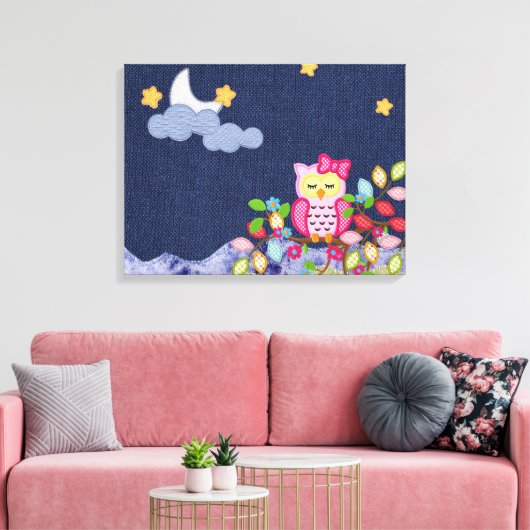 Sleepy Little Owl Canvas Afdruk (Insitu (Woonkamer))