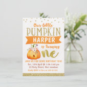 Sleepy Little Pumpkin 1st Birthday Invitation Kaart (Staand voorkant)