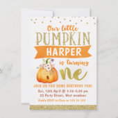 Sleepy Little Pumpkin 1st Birthday Invitation Kaart (Voorkant)