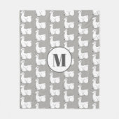 Sleepy Llamas en Grey | Monogram Fleece Deken (Voorkant)