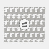 Sleepy Llamas en Grey | Monogram Fleece Deken (Voorkant (Horizontaal))
