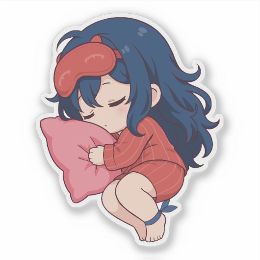 Sleepy Mita Chibi Cute Anime Sticker (Voorkant)