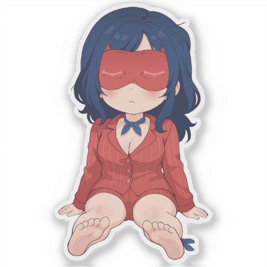 Sleepy Mita Chibi Cute Anime Sticker (Voorkant)