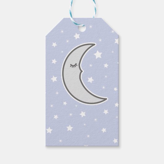 Sleepy Moon Baby shower gunst cadeau label Cadeaulabel (Voorkant)