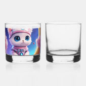Sleepy Moon Cartoon Sticker Design Whisky Glas (Voorkant)