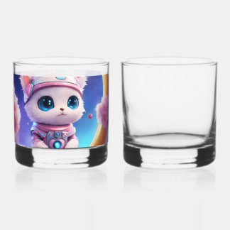 Sleepy Moon Cartoon Sticker Design Whisky Glas