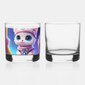 Sleepy Moon Cartoon Sticker Design Whisky Glas (Achterkant)