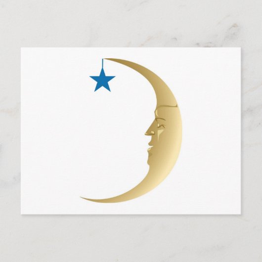 Sleepy Moon met Blue Star Briefkaart (Voorkant)