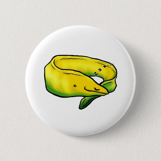 Sleepy Moray Eel, Geel Ronde Button 5,7 Cm (Voorkant)