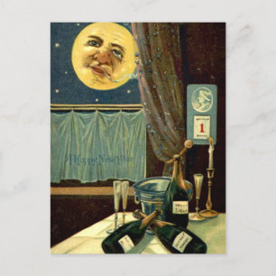 Sleepy nieuwjaarmaan na de partij briefkaart