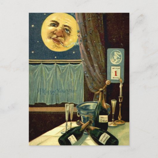 Sleepy nieuwjaarmaan na de partij briefkaart (Voorkant)