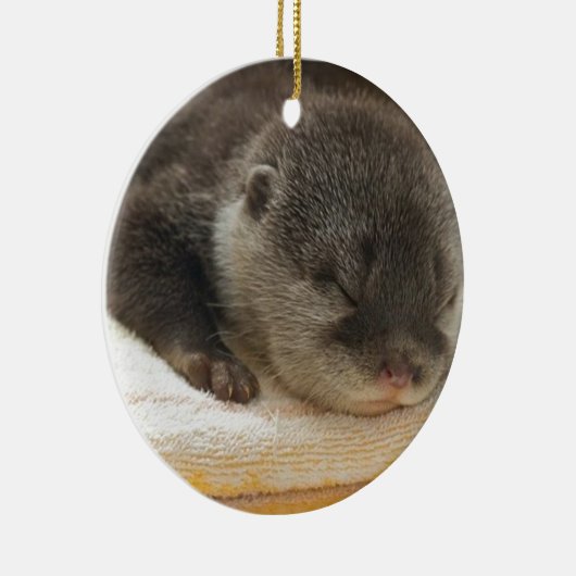 Sleepy Otter Keramisch Ornament (Rechts)