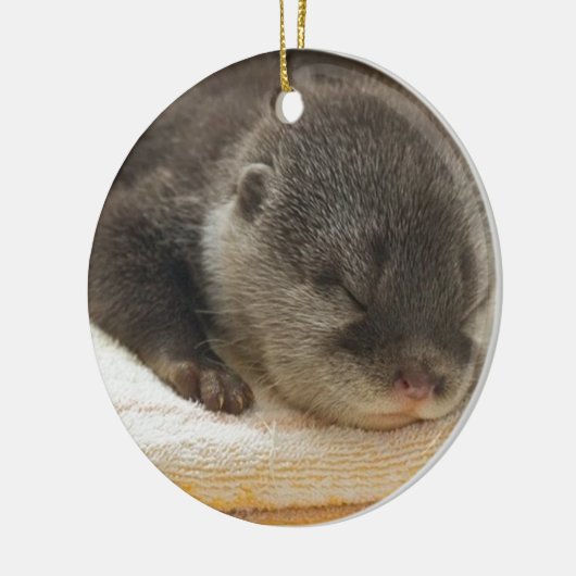 Sleepy Otter Keramisch Ornament (Links)