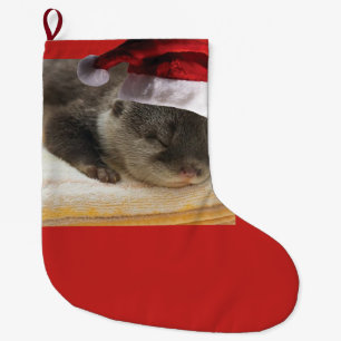Sleepy Otter Santa Claus Grote Kerstsok