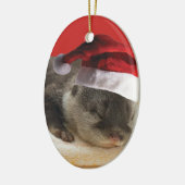 Sleepy Otter Santa Claus Keramisch Ornament (Links)
