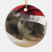 Sleepy Otter-sierbloem Keramisch Ornament (Voorkant)