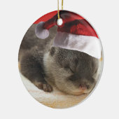 Sleepy Otter-sierbloem Keramisch Ornament (Links)