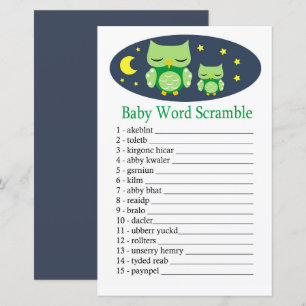Sleepy owl Baby word scramble game