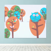 Sleepy Owl Canvas Afdruk (Insitu (Houten vloer))