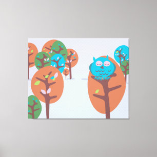 Sleepy Owl Canvas Afdruk