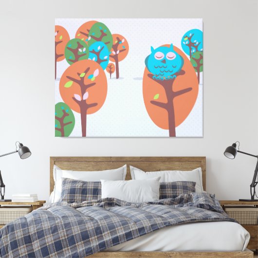 Sleepy Owl Canvas Afdruk (Insitu (Slaapkamer))