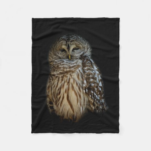 Sleepy Owl Fleece Deken (Voorkant)