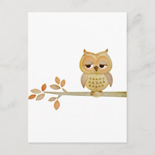 Sleepy Owl in de boom Briefkaart