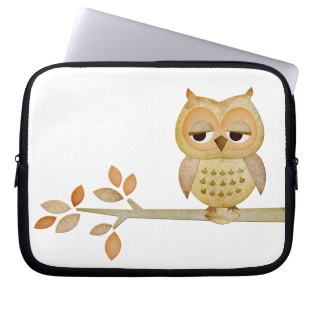 Sleepy Owl in Tree Electronics Bag Laptop Sleeve (Voorkant)