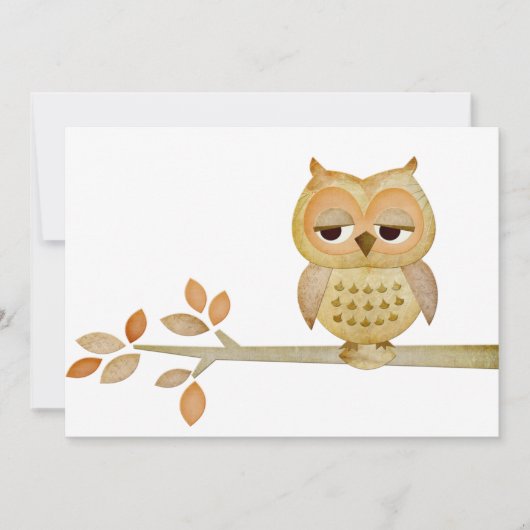Sleepy Owl in Tree Invitation Kaart (Voorkant)