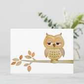 Sleepy Owl in Tree Invitation Kaart (Staand voorkant)