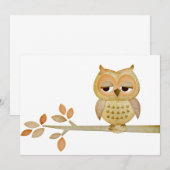 Sleepy Owl in Tree Invitation Kaart (Voorkant / Achterkant)