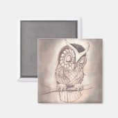 Sleepy Owl Magnet (Voorkant / Achterkant)