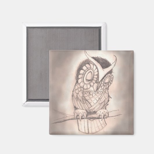 Sleepy Owl Magnet (Voorkant / Achterkant)