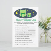 Sleepy owl Nursery Rhyme Quiz baby shower game (Staand voorkant)