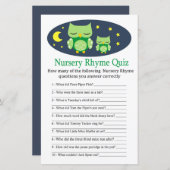 Sleepy owl Nursery Rhyme Quiz baby shower game (Voorkant / Achterkant)