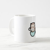 Sleepy Owl on Coffee – Cute Cozy Illustration Koffiemok (Voorkant links)