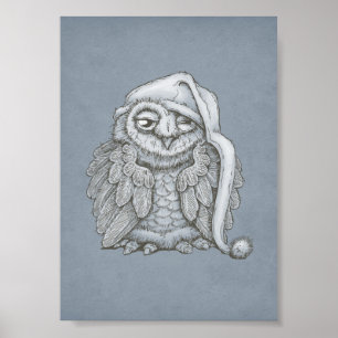 Sleepy Owl Poster