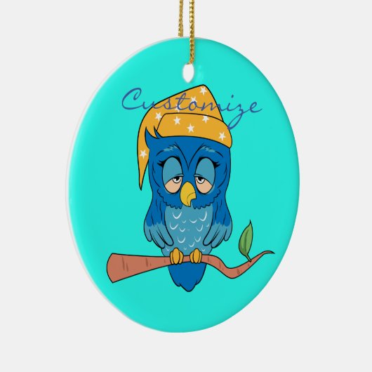 Sleepy Owl Thunder_Cove Keramisch Ornament (Rechts)