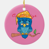 Sleepy Owl Thunder_Cove Keramisch Ornament (Achterkant)