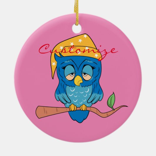 Sleepy Owl Thunder_Cove Keramisch Ornament (Achterkant)