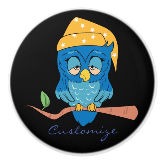 Sleepy Owl Thunder_Cove Keramische Knop (Voorkant)