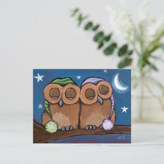 Sleepy Owls Briefkaart (Staand voorkant)