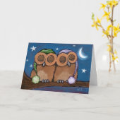 Sleepy Owls Wenskaart Kaart (Gele Bloem)